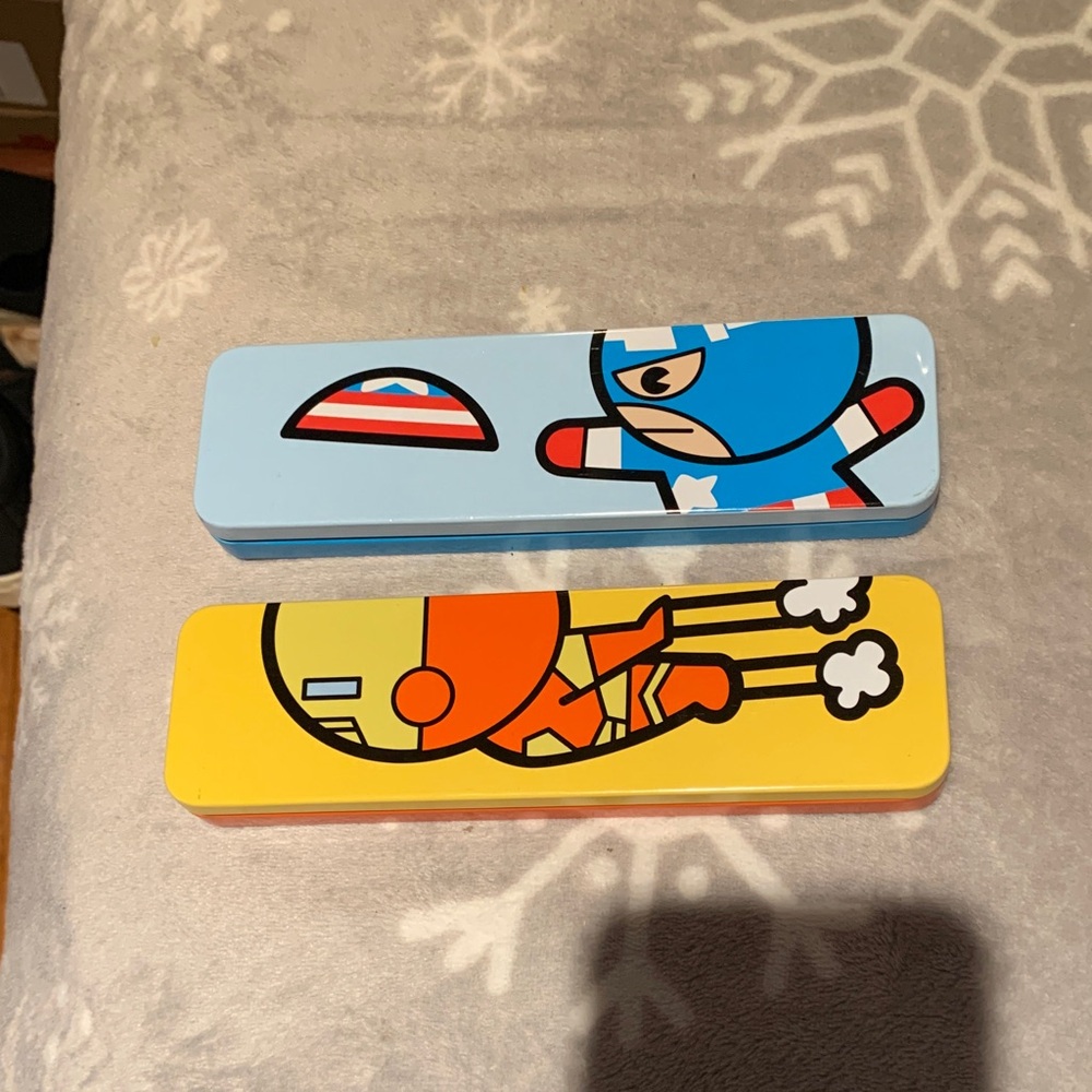 Marvel Kids' Colorful Superhero Pencil Tin Set - Blue & Yellow